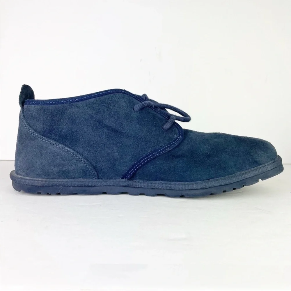 UGG Neumel Navy Blue Suede Leather Shearling Lace Up Warm Cozy Ankle Boots